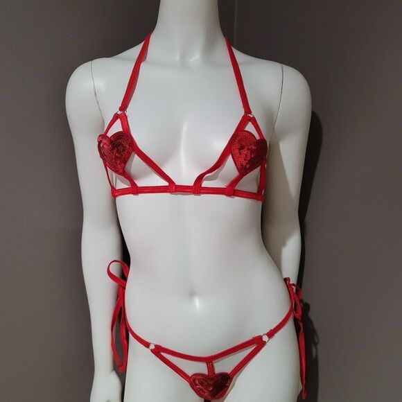 Sequin Heart Lingerie Set - Picture 2 of 7
